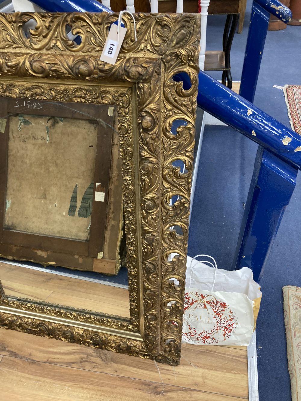 A giltwood and gesso wall mirror, width 84cm height 110cm